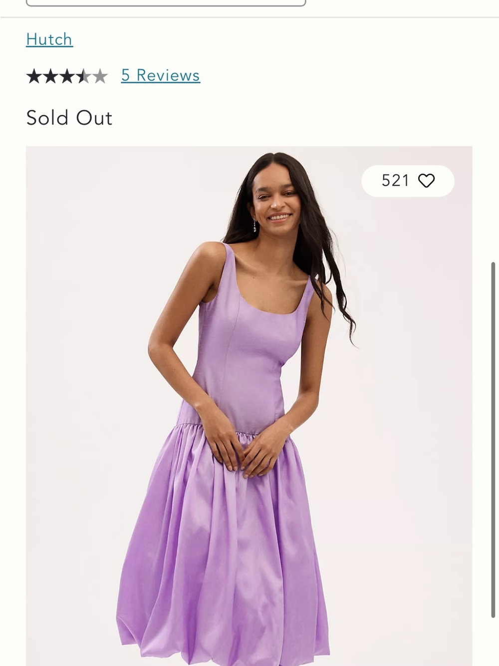 Anthropologie Lavender Scoop-Neck Bubble Hem Dress